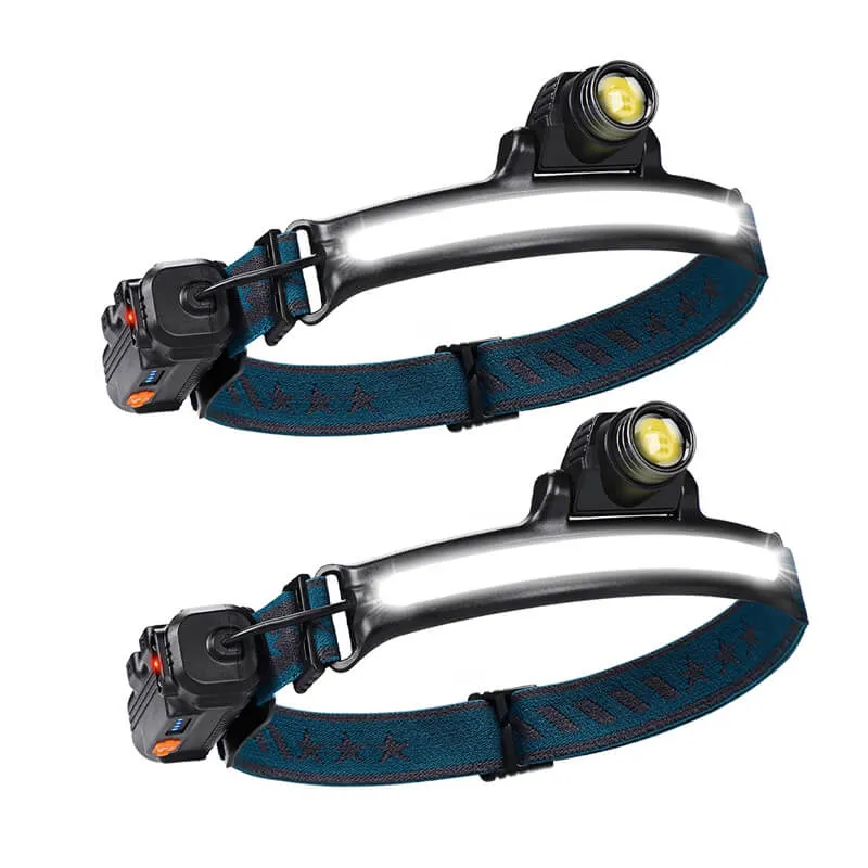 1300 Lumens 230° Wide Beam LED Headlamp Rechargeable Flashlights With Motion Sensor