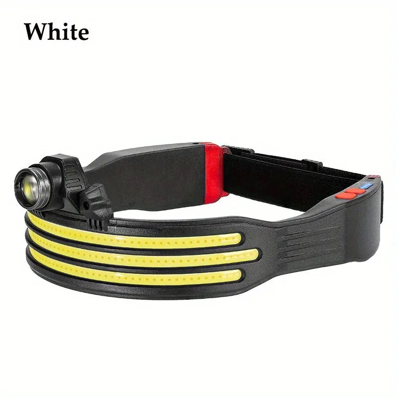 2023 New Trendy LED Headlamp Mini Multifunctional With Warning Headlight COB Outdoor Adventure Fishing Bright Light Flashlight