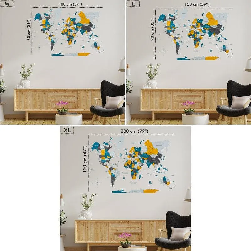 3D Colored Wooden World Map Basic