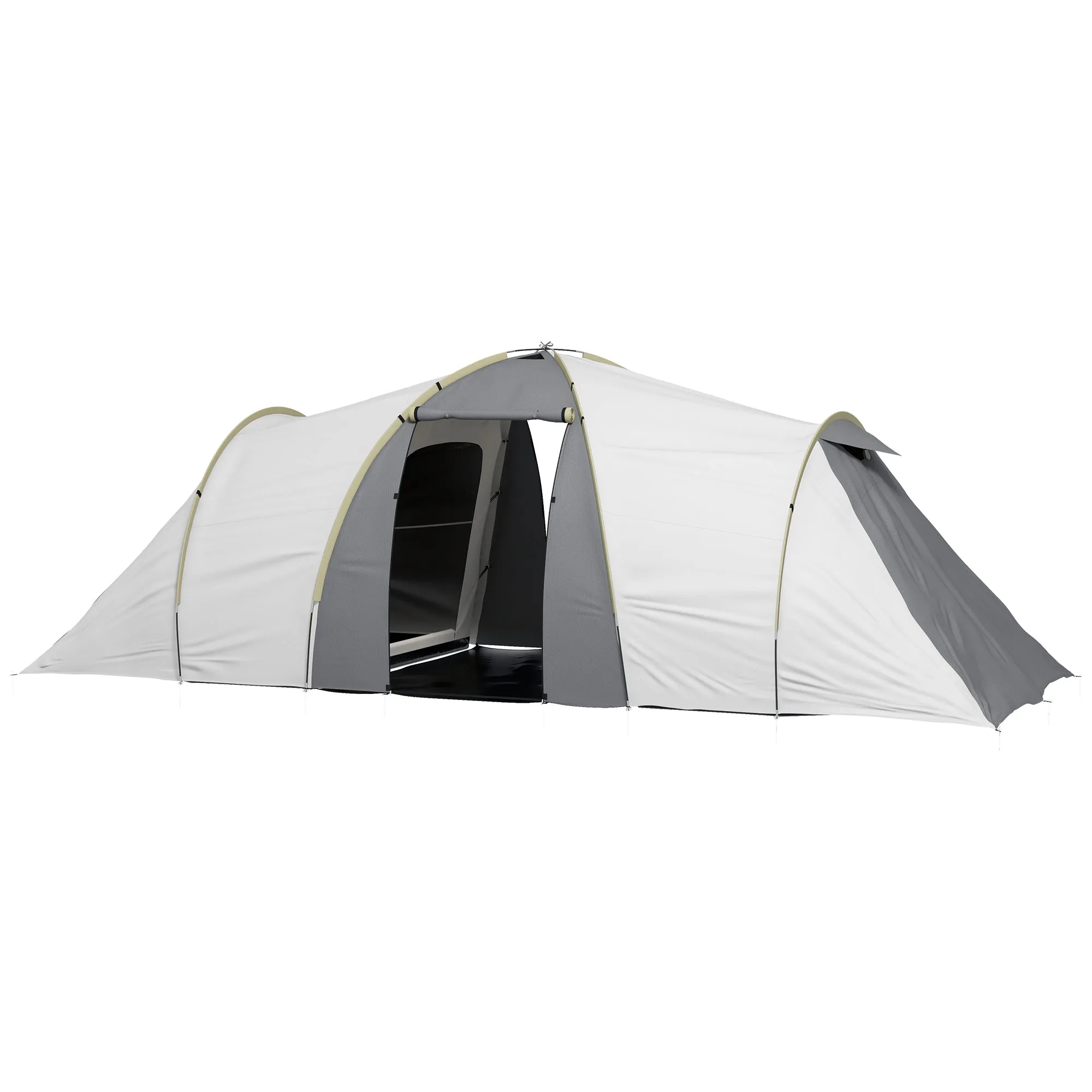 4-6 Man Tunnel Tent Camping Tent with 2 Bedroom, Vestibule, Bag, 2000mm Waterproof, UV50  for Fishing, Hiking, Festival