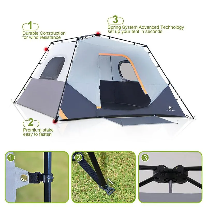 ALPHA CAMP Camping Tent 6/8 Person Instant Family Tent