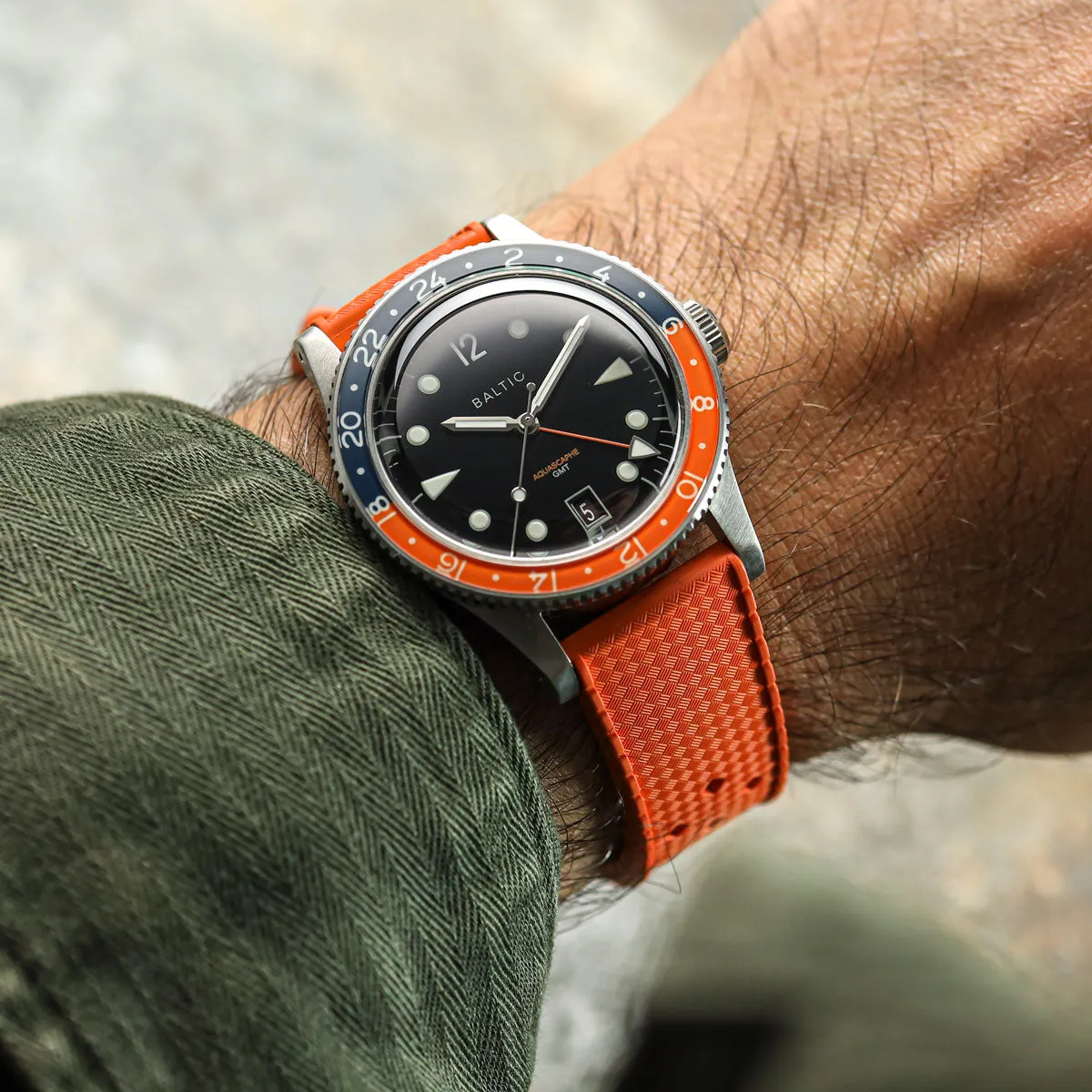 AquaTropic Rubber Watch Strap (MKII) - Sunset Orange