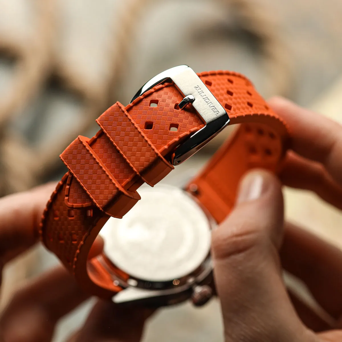 AquaTropic Rubber Watch Strap (MKII) - Sunset Orange