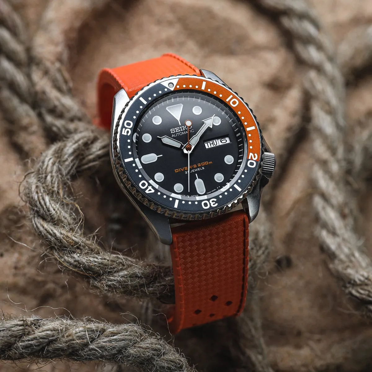 AquaTropic Rubber Watch Strap (MKII) - Sunset Orange