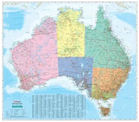 Australia Political Reference 1680 x 1480mm Laminated Wall Map