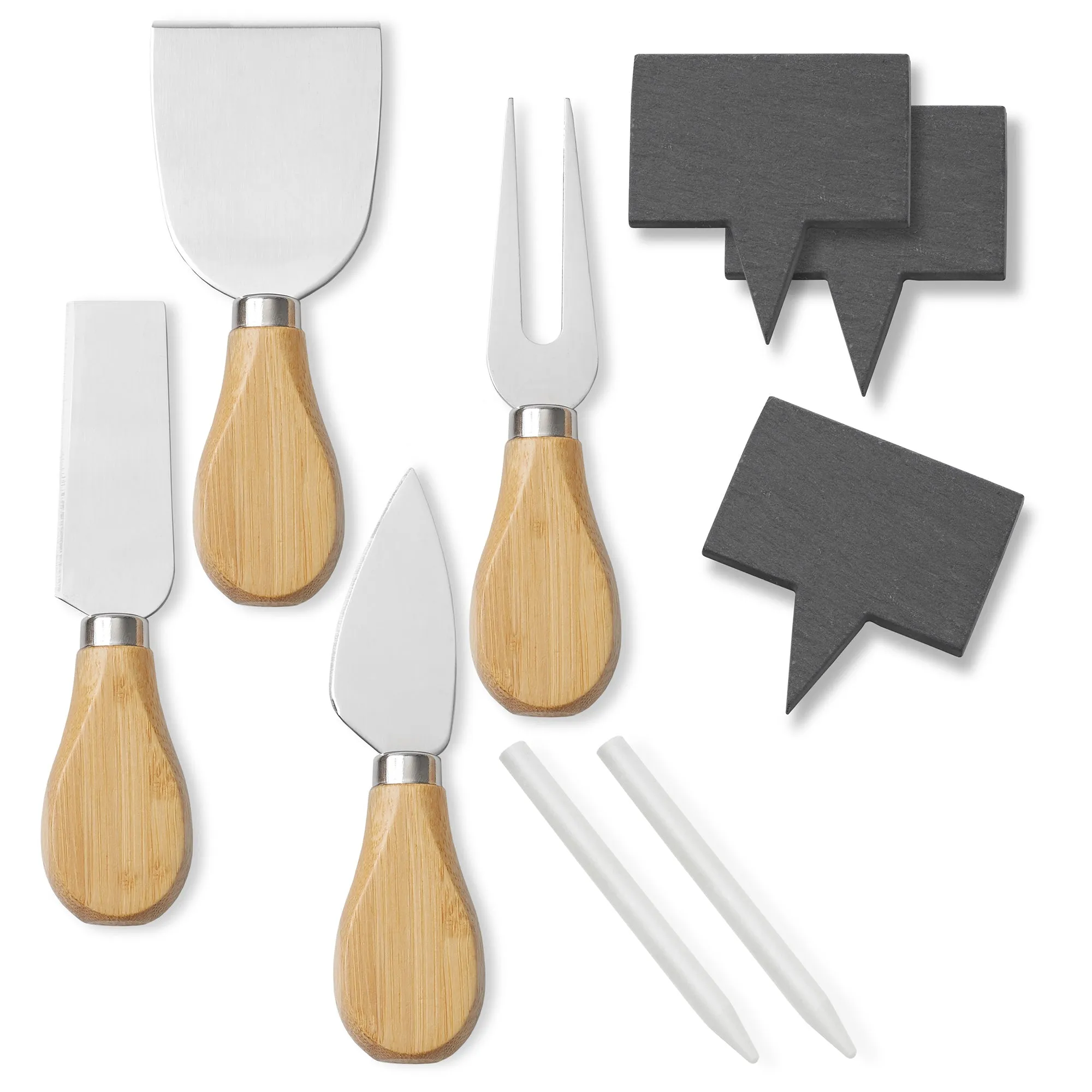 Bamboo Cheese Board Gift Set with 2 Bowls and 4 Knives