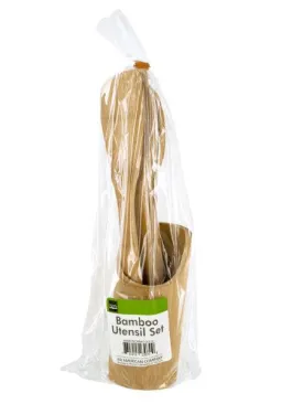 Bamboo Utensil Set with Container (Available in a pack of 4)