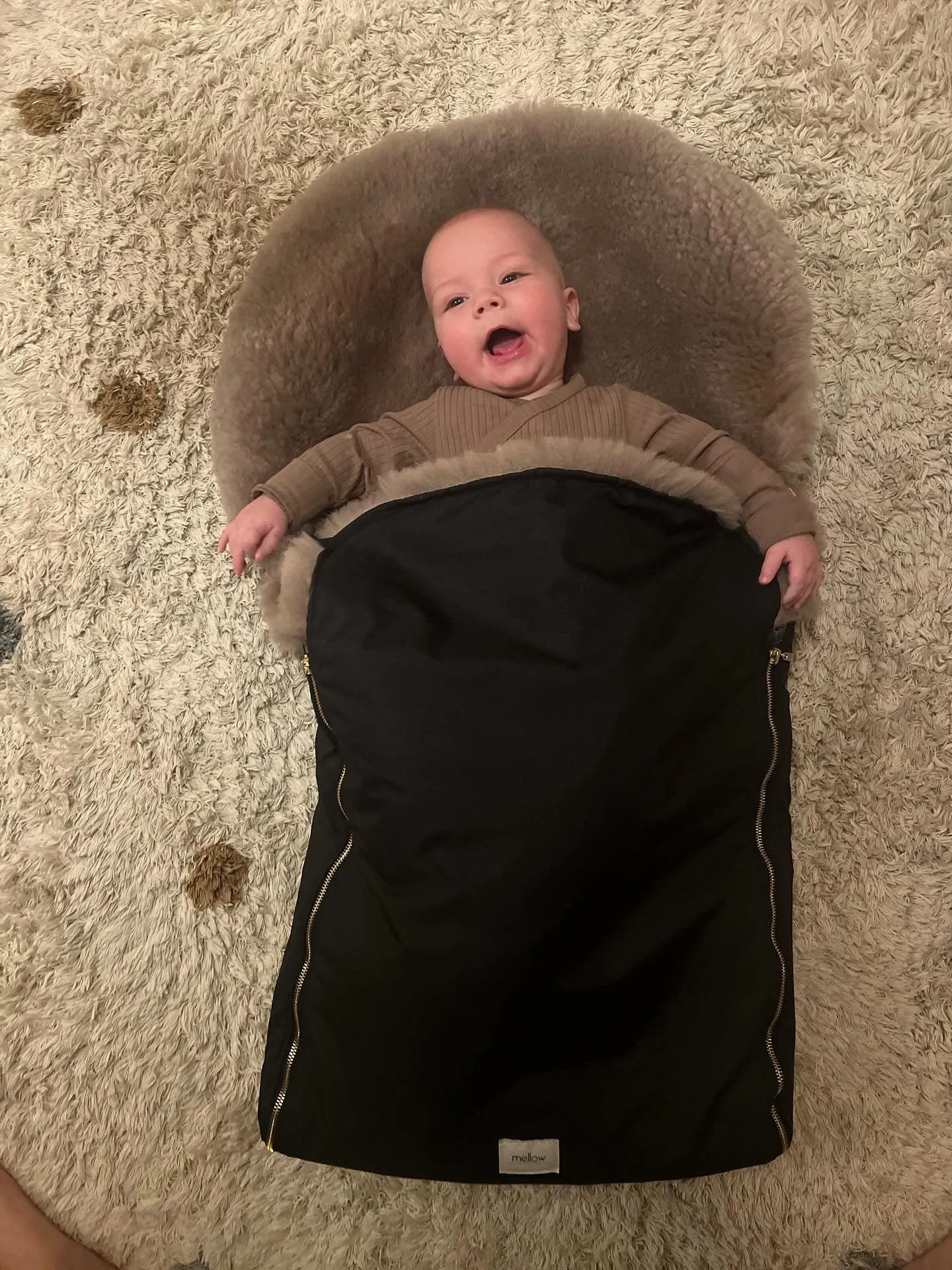 Black Natural Sheepskin Stroller Sleeping Bag