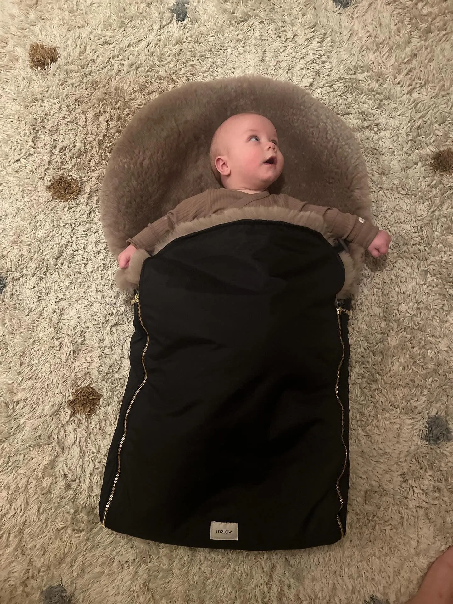 Black Natural Sheepskin Stroller Sleeping Bag