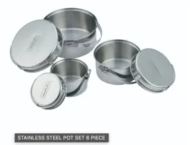 CAMPFIRE STAINLESS STEEL POT SET 6 PIECE