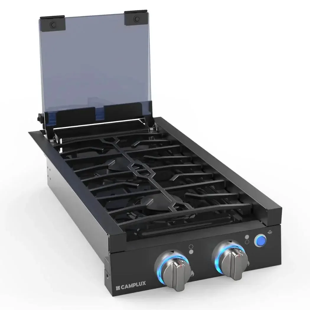 Camplux 12" 2 Burner Propane Slide-in RV Cooktop With Cover