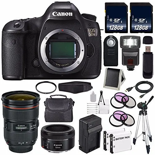 Canon EOS 5DS DSLR Camera (International Model) 0581C002   Canon EF 24-70mm f/2.8L II USM Lens   EF 50mm f/1.8 STM Lens Starter Bundle