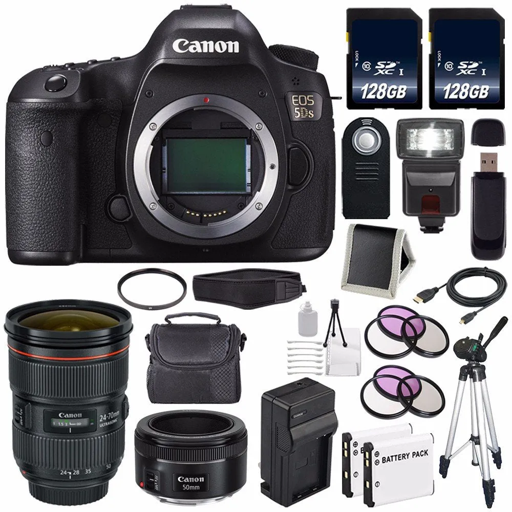 Canon EOS 5DS DSLR Camera (International Model) 0581C002   Canon EF 24-70mm f/2.8L II USM Lens   EF 50mm f/1.8 STM Lens Starter Bundle