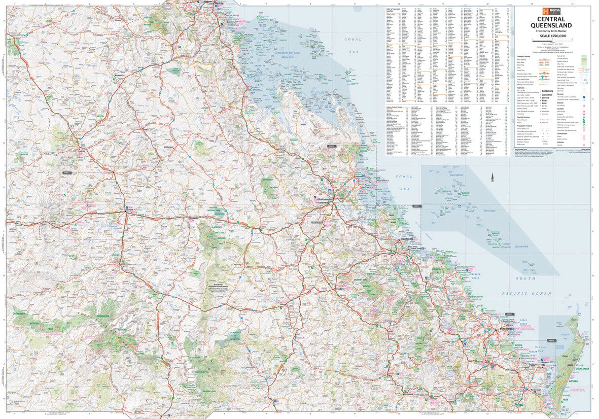 Central Queensland Hema 950 x 560mm Laminated Wall Map