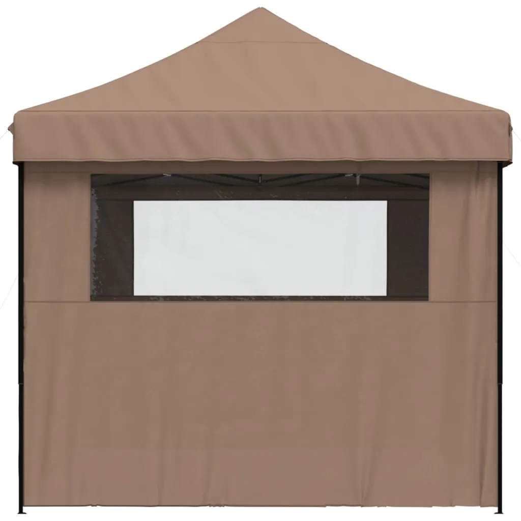 Foldable Party Tent Pop-Up with 4 Sidewalls Brown