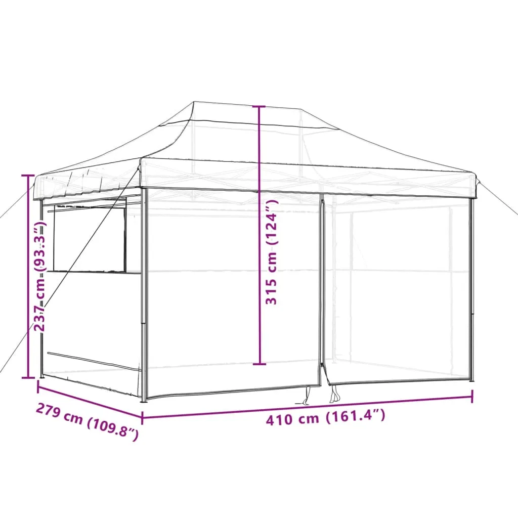 Foldable Party Tent Pop-Up with 4 Sidewalls Brown