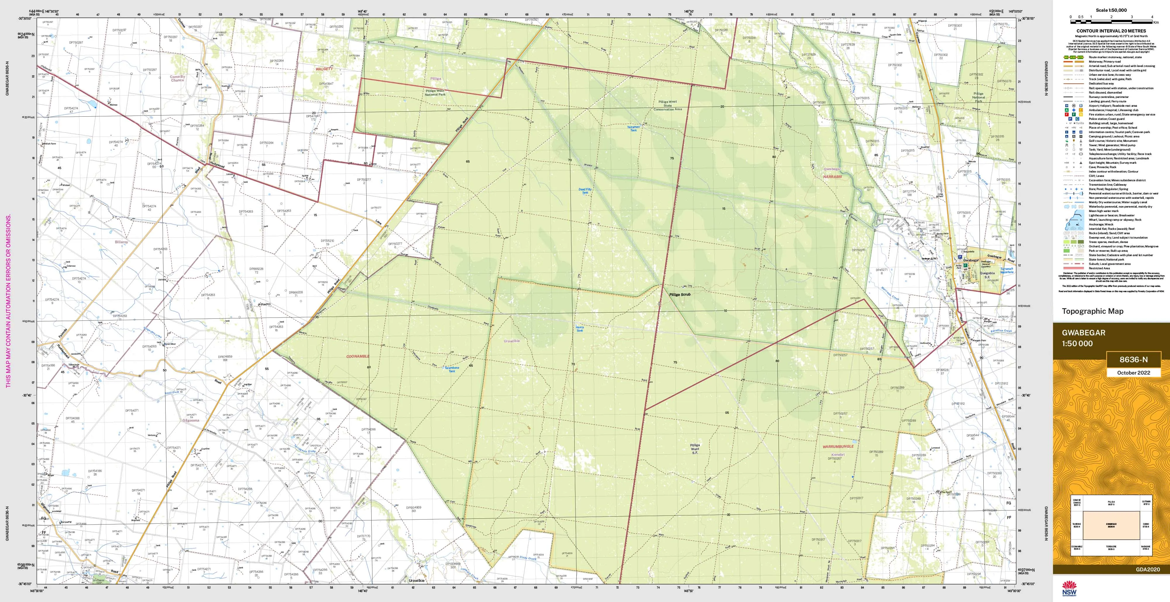 Gwabegar 8636-N Topographic Map 1:50k