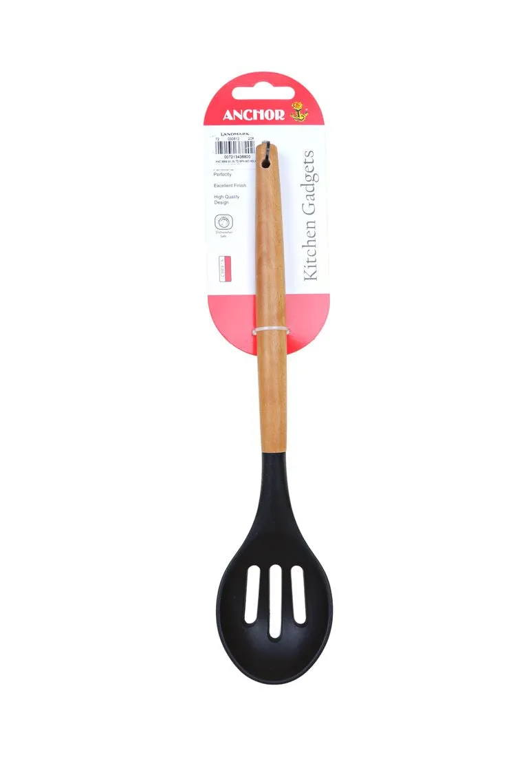 Landmark Anchor Silicone Slotted Spoon With Wooden Handle