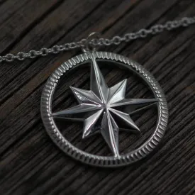 READY TO SHIP Silver Compass Necklace