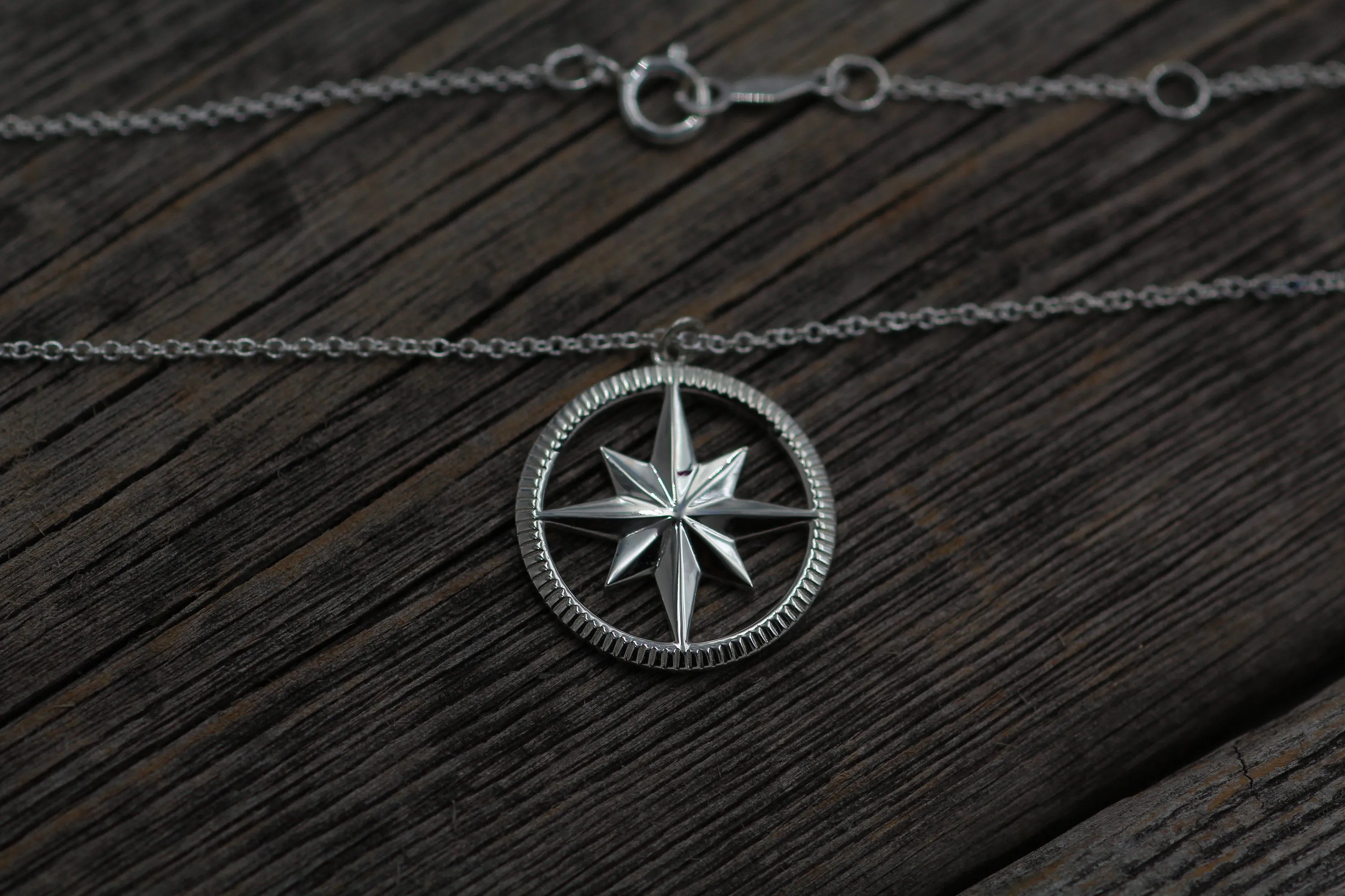 READY TO SHIP Silver Compass Necklace