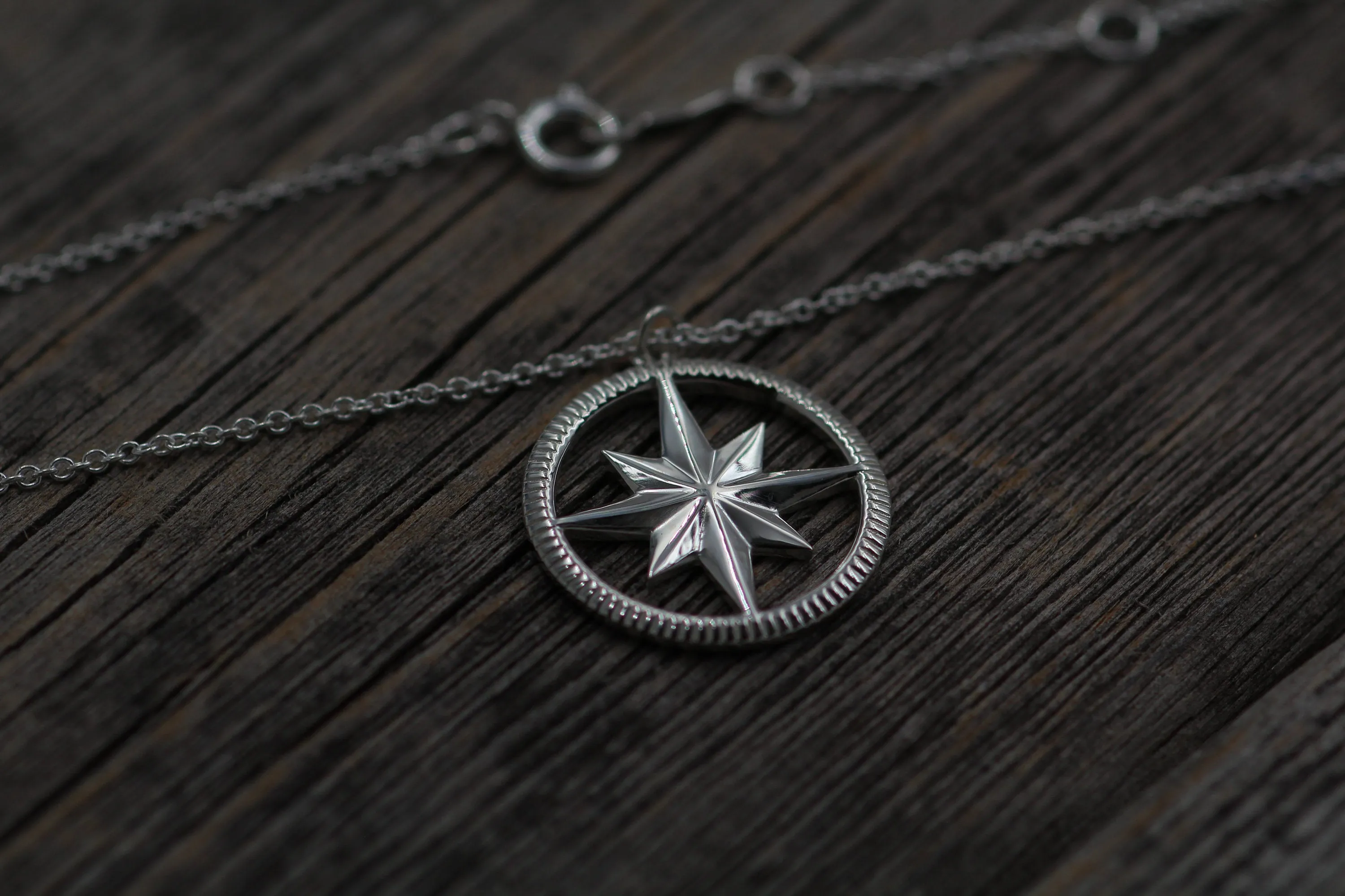 READY TO SHIP Silver Compass Necklace