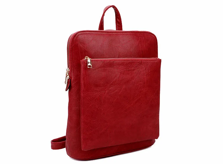 RED MULTI COMPARTMENT CROSS BODY BACKPACK