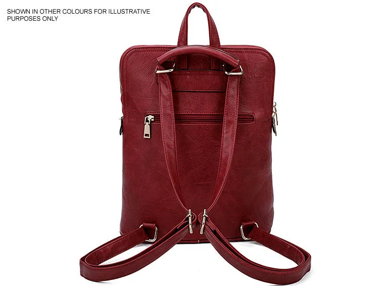 RED MULTI COMPARTMENT CROSS BODY BACKPACK