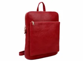 RED MULTI COMPARTMENT CROSS BODY BACKPACK