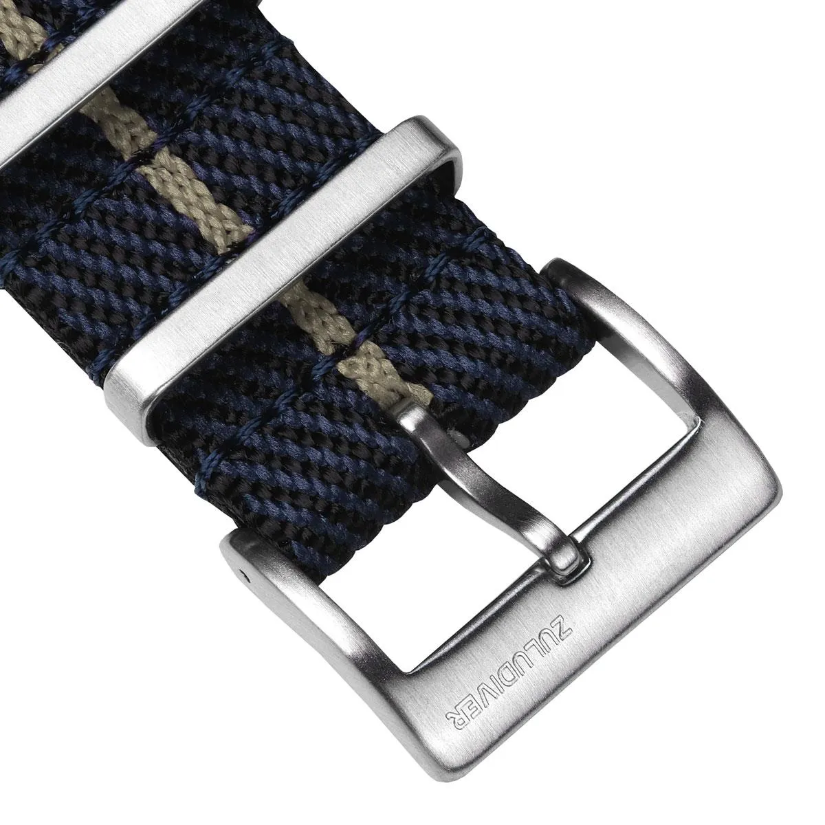 Seasalter Military Nylon Watch Strap - Black/Blue/Beige