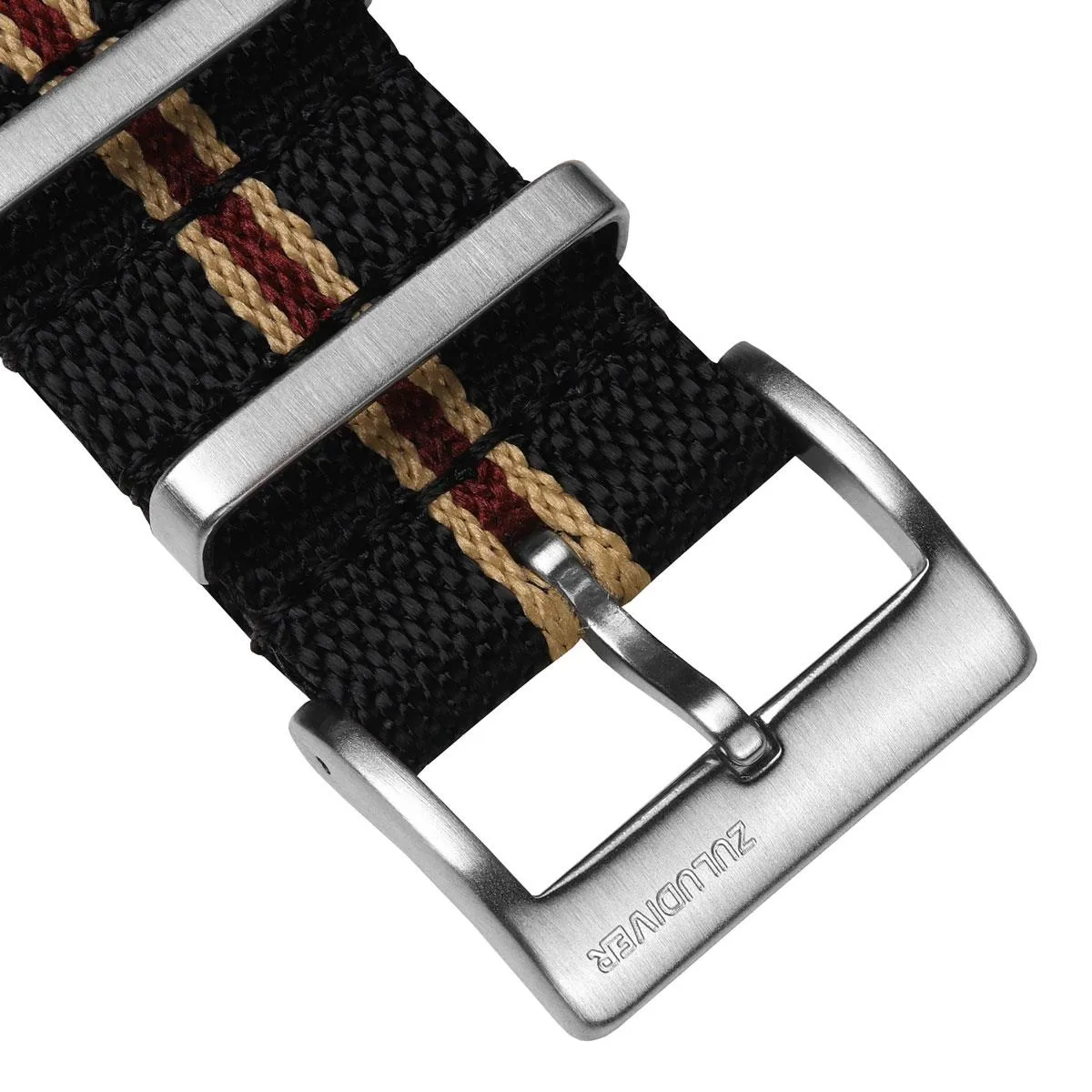 Seasalter Military Nylon Watch Strap - Black/Brown/Red