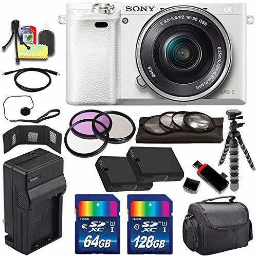 Sony Alpha a6000 Mirrorless Digital Camera with 16-50mm Lens (White)   Battery   Charger   196GB Bundle 9 - Internationa