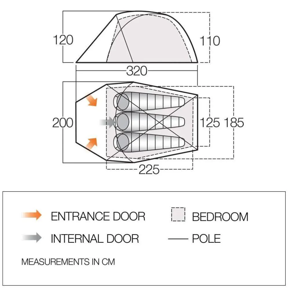 Vango Apex Geo 300 Tent - 3 Man Semi-Geodesic Trekking Tent (Pamir Green)